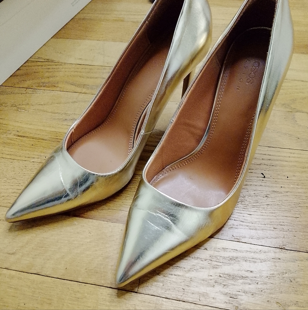 Asos Metallic Pointed Toe Women's Pumps - Gold - Picture 11 of 11